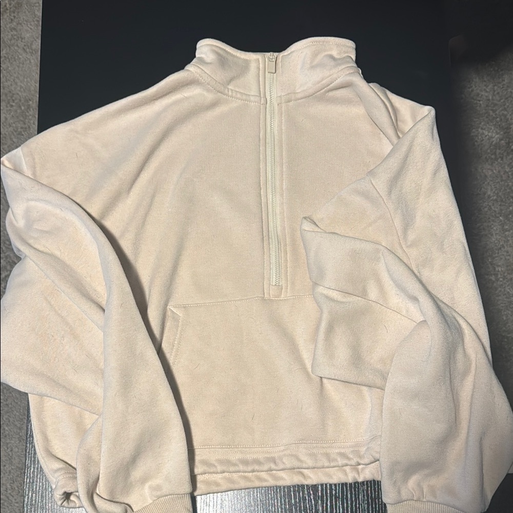 Cozy Beige Quarter-Zip Sweater